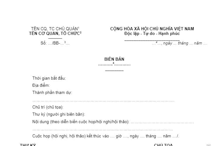 Mẫu Biên bản hành chính mới nhất
