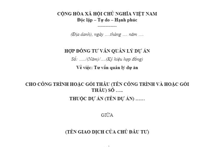 Mẫu Hợp đồng tư vấn quản lý dự án