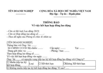 Mẫu Thông báo hợp đồng lao động hết hạn