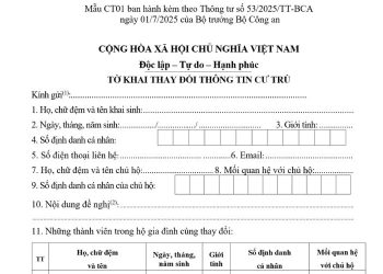 Mẫu CT01 | Tờ khai thay đổi thông tin cư trú 2 Mẫu CT01 | Tờ khai thay đổi thông tin cư trú