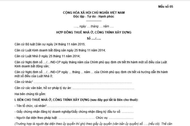Mẫu hợp đồng thuê nhà ở, công trình xây dựng 3 Mẫu hợp đồng thuê nhà ở, công trình xây dựng