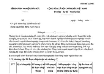 Công văn giải trình thay đổi nhu cầu sử dụng người lao động nước ngoài (Mẫu số 02/PLI)
