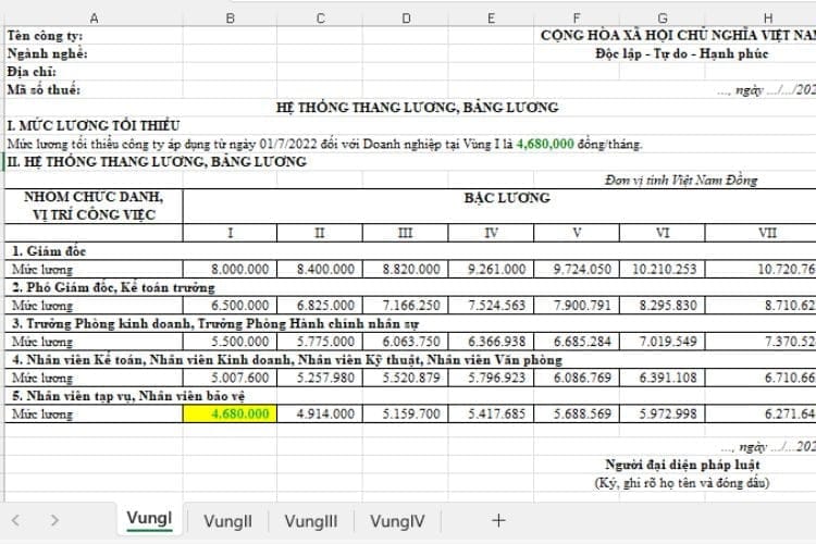 Mẫu thang lương, bảng lương mới nhất 3 Mẫu thang lương, bảng lương mới nhất