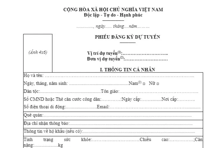 Mẫu phiếu đăng ký dự tuyển viên chức mới nhất và cách viết