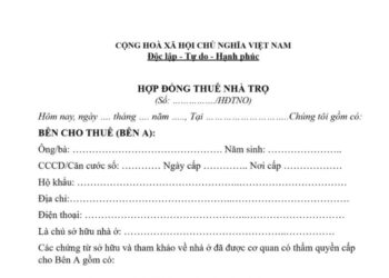 Mẫu Hợp đồng thuê nhà trọ mới nhất