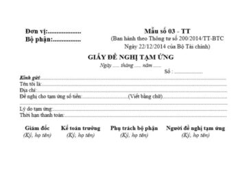 Mẫu số 03-TT | Mẫu Giấy đề nghị tạm ứng