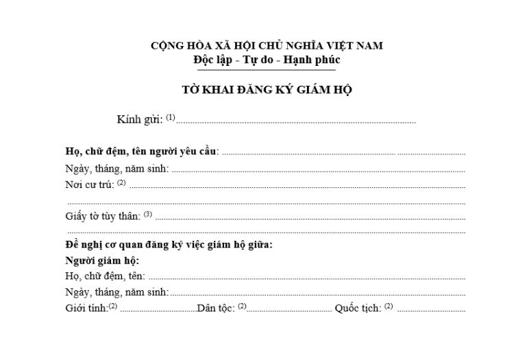 Mẫu Tờ khai đăng ký giám hộ