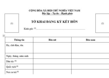 Mẫu Tờ khai đăng ký kết hôn