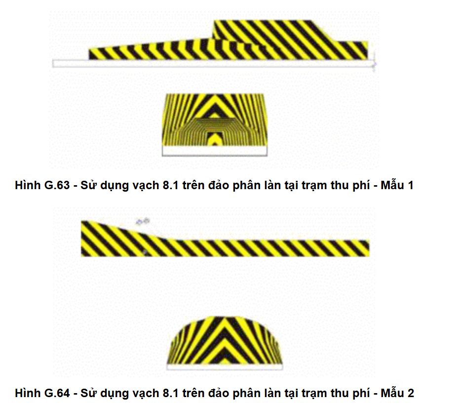 Sử dụng vạch 8.1 trên đảo phân làn tại trạm thu phí