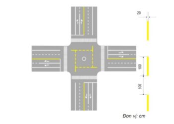 Vạch 7.5: Vạch xác định khu vực cấm xe thô sơ trong nút giao