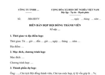 Mẫu Biên bản họp Hội đồng thành viên