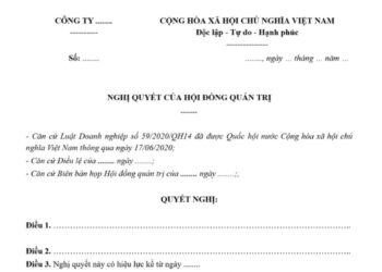 Mẫu Nghị quyết của Hội đồng quản trị