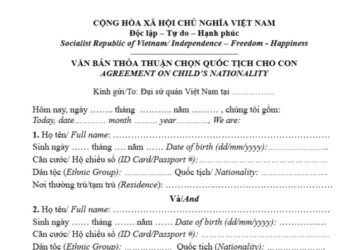 Mẫu Văn bản thỏa thuận chọn quốc tịch cho con