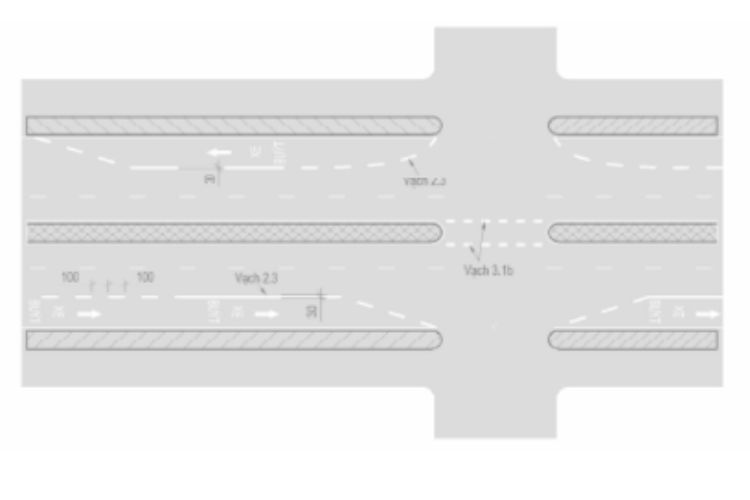 Vạch 2.3: Vạch giới hạn làn đường dành riêng hoặc làn đường ưu tiên