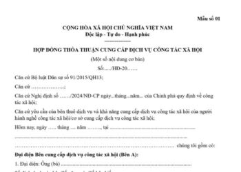 Mẫu Hợp đồng thỏa thuận cung cấp dịch vụ công tác xã hội