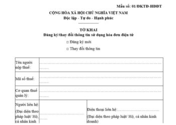 01/ĐKTĐ-HĐĐT | Tờ khai đăng ký/thay đổi thông tin sử dụng hóa đơn điện tử