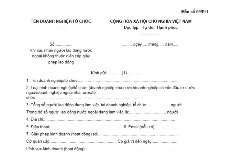 Công văn về việc xác nhận người lao động nước ngoài không thuộc diện cấp giấy phép lao động 1 Công văn về việc xác nhận người lao động nước ngoài không thuộc diện cấp giấy phép lao động