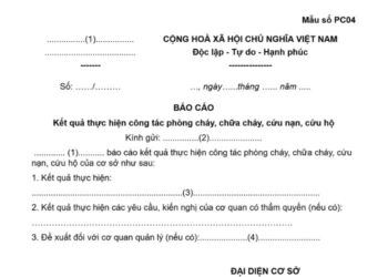 Mẫu Báo cáo kết quả thực hiện công tác phòng cháy, chữa cháy, cứu nạn, cứu hộ