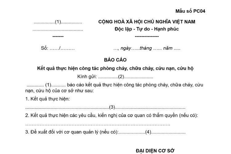 Mẫu Báo cáo kết quả thực hiện công tác phòng cháy, chữa cháy, cứu nạn, cứu hộ 1 Mẫu Báo cáo kết quả thực hiện công tác phòng cháy, chữa cháy, cứu nạn, cứu hộ