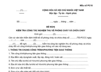 Mẫu Đề nghị kiểm tra công tác nghiệm thu về phòng cháy và chữa cháy