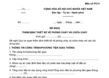 Mẫu Đề nghị thẩm định thiết kế về phòng cháy và chữa cháy