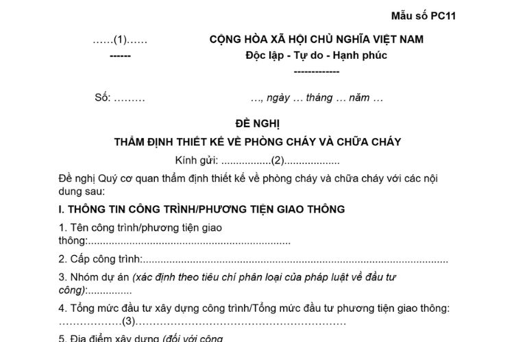 Mẫu Đề nghị thẩm định thiết kế về phòng cháy và chữa cháy 1 Mẫu Đề nghị thẩm định thiết kế về phòng cháy và chữa cháy