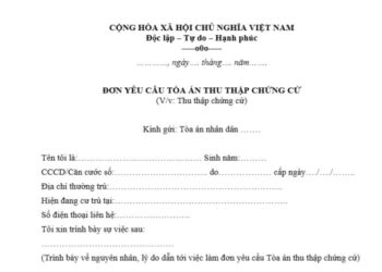 Mẫu Đơn yêu cầu Tòa án xác minh, thu thập chứng cứ trong vụ án dân sự 3 Mẫu Đơn yêu cầu Tòa án xác minh, thu thập chứng cứ trong vụ án dân sự