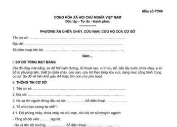 Mẫu Phương án chữa cháy, cứu nạn, cứu hộ của cơ sở