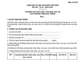 Mẫu Phương án chữa cháy, cứu nạn, cứu hộ của phương tiện giao thông