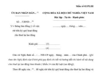Mẫu Văn bản rút tiền ký quỹ (Mẫu số 02/PLIII)