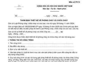 Mẫu Văn bản thẩm định thiết kế về phòng cháy và chữa cháy của người quyết định đầu tư, chủ đầu tư, chủ sở hữu công trình