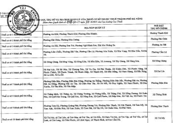 Danh sách 10 Thuế cơ sở thuộc Thuế thành phố Đà Nẵng