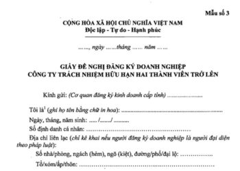 Giấy đề nghị đăng ký doanh nghiệp công ty TNHH hai thành viên trở lên