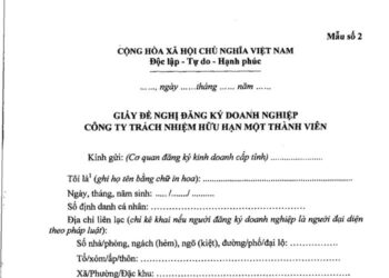 Giấy đề nghị đăng ký doanh nghiệp công ty TNHH một thành viên