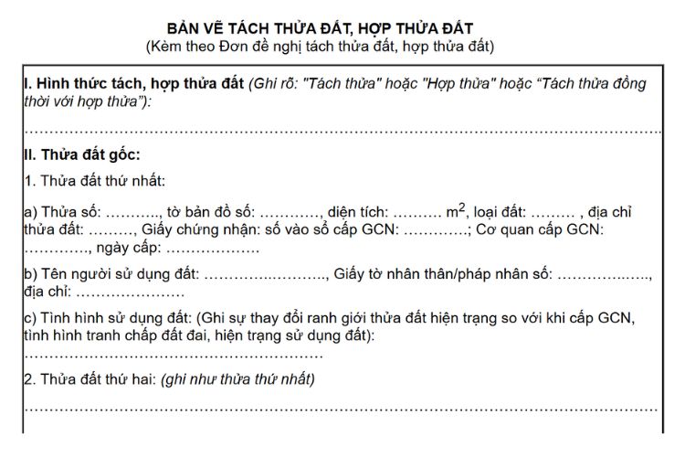 Mẫu Bản vẽ tách thửa đất, hợp thửa đất 5 Mẫu Bản vẽ tách thửa đất, hợp thửa đất