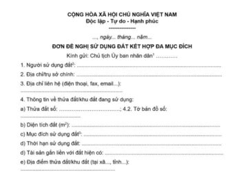 Mẫu Đơn đề nghị sử dụng đất kết hợp đa mục đích