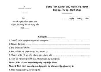 Văn bản đề nghị thẩm định, phê duyệt phương án sử dụng đất