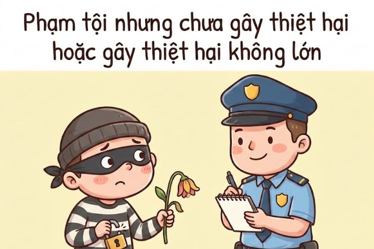 Committing a crime but not yet causing damage, or causing only minor damage 1 Committing a crime but not yet causing damage, or causing only minor damage