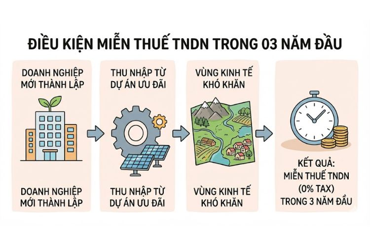 Điều kiện được miễn thuế TNDN trong 03 năm đầu 1 Điều kiện được miễn thuế TNDN trong 03 năm đầu